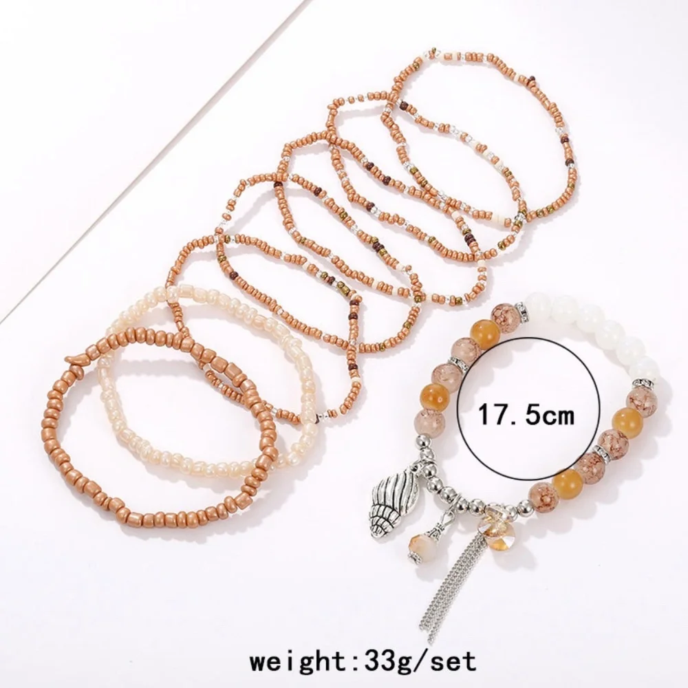 Boho Multilayer Natural Stone Crystal Set of 8 Bracelets - Picture 2 of 4